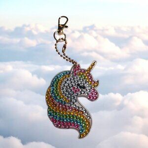Unicorn Bling Keychain Bookbag Luggage Charm Sparkly Acrylic Rhinestone Gift